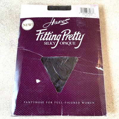 Hanes Pantyhose Fitting Pretty Silky Opaque Sandalfoot Black 1X Vintage Nylons